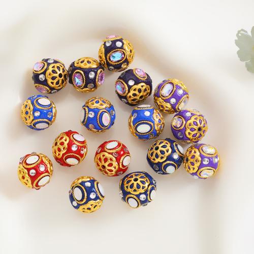 Rhinestone Tibetan Style Beads, with Clay, gold color plated, DIY & with rhinestone, more colors for choice, 16mm, 50PCs/Bag, Sold By Bag