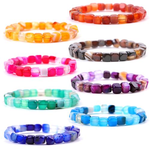 Agate Jewelry Bracelet, Lace Agate, fashion jewelry, more colors for choice, 7x7mm, Length:18.5 cm, Sold By PC