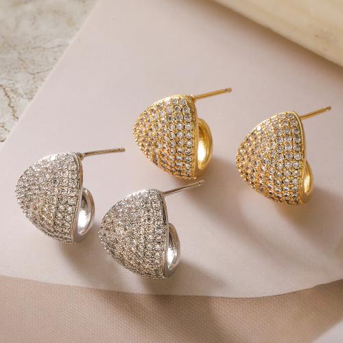 Cubic Zirconia Micro Pave Brass Earring, plated, fashion jewelry & micro pave cubic zirconia, more colors for choice, nickel, lead & cadmium free, 13x16mm, Sold By Pair