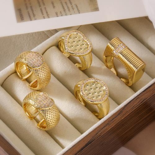 Cubic Zirconia Micro Pave Brass Ring, plated, fashion jewelry & different designs for choice & micro pave cubic zirconia, golden, nickel, lead & cadmium free, Ring inner diameter:18mm, Sold By PC