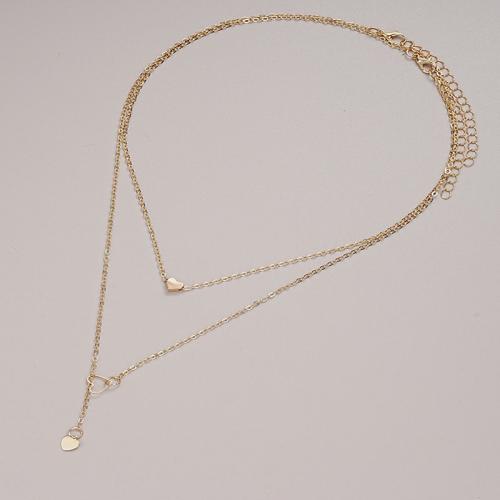 Zinklegering halskettingen, Zinc Alloy, 2 stuks & mode sieraden & voor vrouw, goud, Verkocht door Stel
