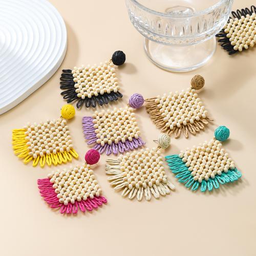 Earring Jewelry, Rafidah Grass, with Resin, Fan, fashion jewelry & for woman & hollow, more colors for choice, 76x71mm, Sold By Pair