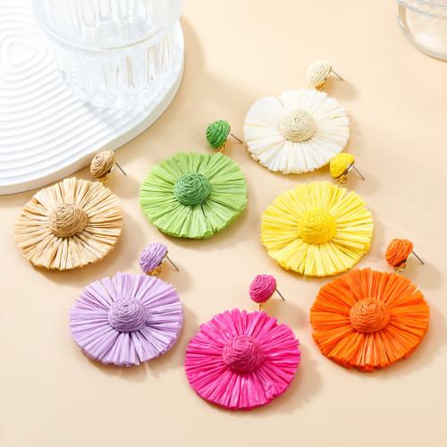 Earring Jewelry, Rafidah Grass, Flower, fashion jewelry & for woman, more colors for choice, 80x61mm, Sold By Pair