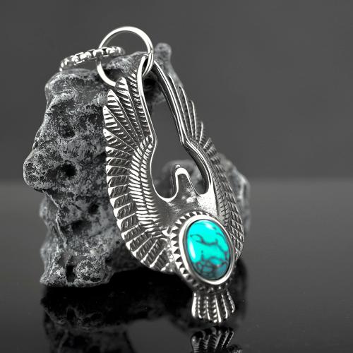 Titanium Steel Pendants, with turquoise, polished, different styles for choice, original color, Sold By PC