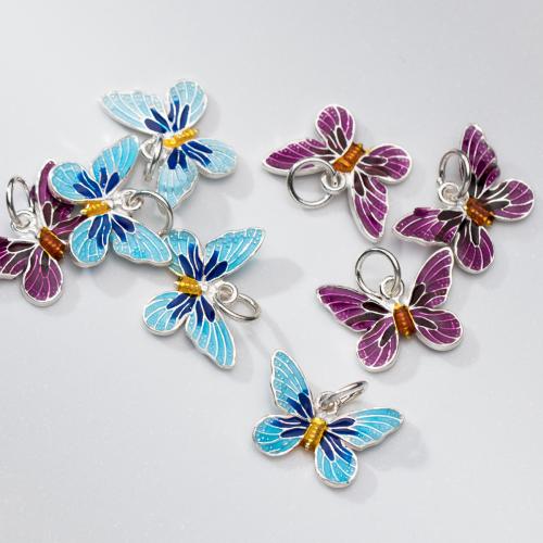 925 Sterling Silver Pendant, Butterfly, DIY & epoxy gel, more colors for choice, 15.50x11x2mm, Sold By PC