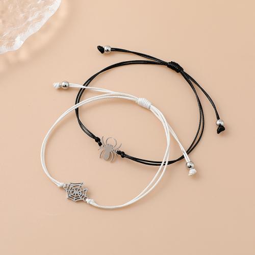 Fashion Create Wax Cord Bracelets 304 Stainless Steel with Wax Cord plated 2 pieces & Unisex Sold By Set