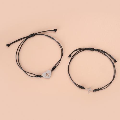Fashion Create Wax Cord Bracelets Zinc Alloy with Wax Cord plated 2 pieces & Unisex Length Approx 16-30 cm Sold By Set