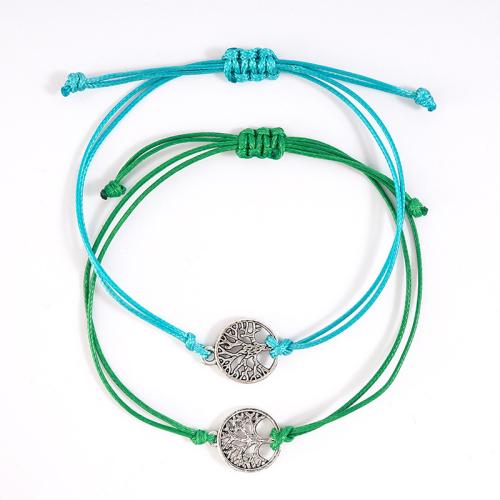 Fashion Create Wax Cord Bracelets, Tibetan Style, with Wax Cord, plated, Unisex, more colors for choice, Length:Approx 16-30 cm, Sold By Set