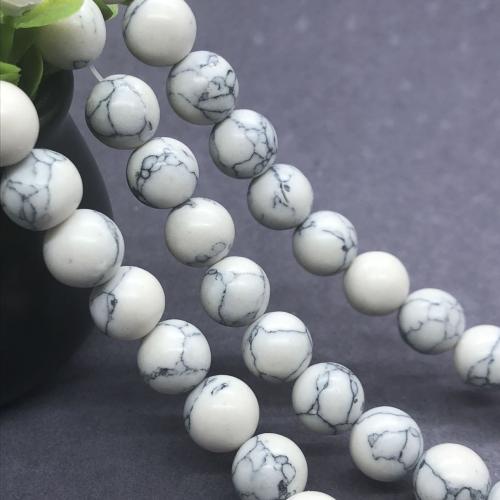Türkis Perlen, Synthetische Türkis, rund, synthetisch, verschiedene Größen vorhanden, weiß, verkauft per ca. 15.7 ZollInch Strang