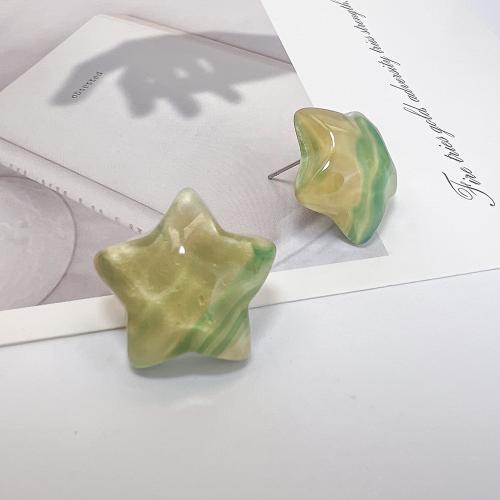 Resin Earring, Star, fashion jewelry & for woman, more colors for choice, 21x21mm, Sold By Pair