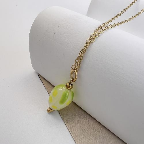 Lampwork Necklace with 304 Stainless Steel Chain with 5cm extender chain fashion jewelry & for woman Length Approx 40 cm Sold By PC