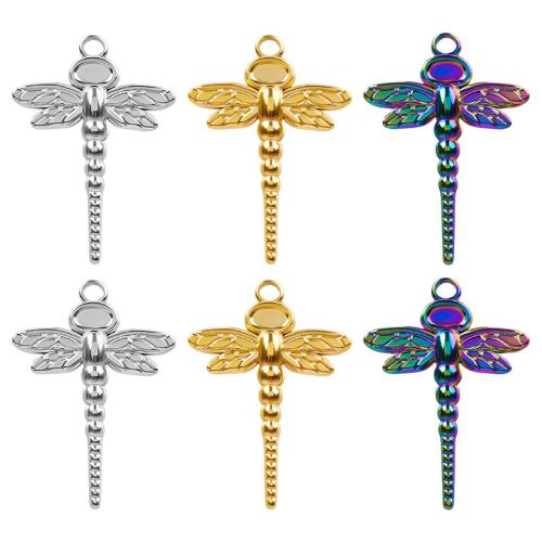 nehrđajući čelik Privjesak postavljanje, 304 nehrđajućeg čelika, Dragonfly, modni nakit & možete DIY, više boja za izbor, 23x33mm, Prodano By PC