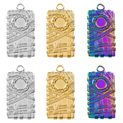 Stainless Steel Pendant Setting, 304 Stainless Steel, Rectangle, Vacuum Ion Plating, fashion jewelry & DIY, more colors for choice, 14x27mm, Sold By PC