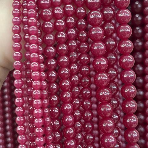 Gemstone Jewelry Beads, Ruby Alumina, Round, fashion jewelry & DIY & different size for choice, fuchsia, Sold Per Approx 38 cm Strand