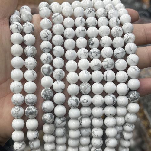 Türkis Perlen, Magnesit, rund, Modeschmuck & DIY & verschiedene Größen vorhanden, weiß, verkauft per ca. 38 cm Strang