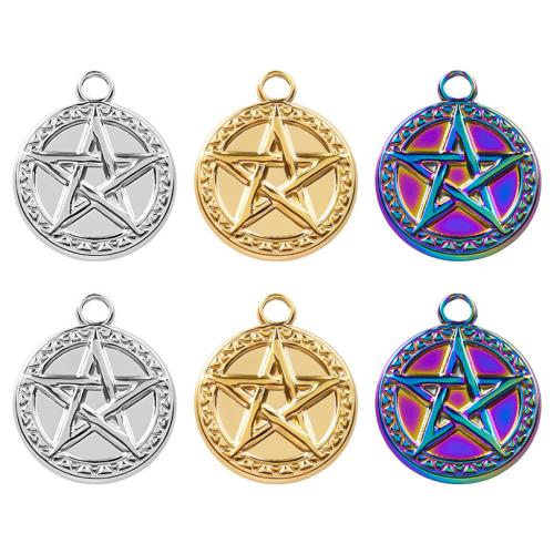 Stainless Steel Pendants, 304 Stainless Steel, Flat Round, Vacuum Ion Plating, fashion jewelry & DIY, more colors for choice, 17x20mm, Sold By PC