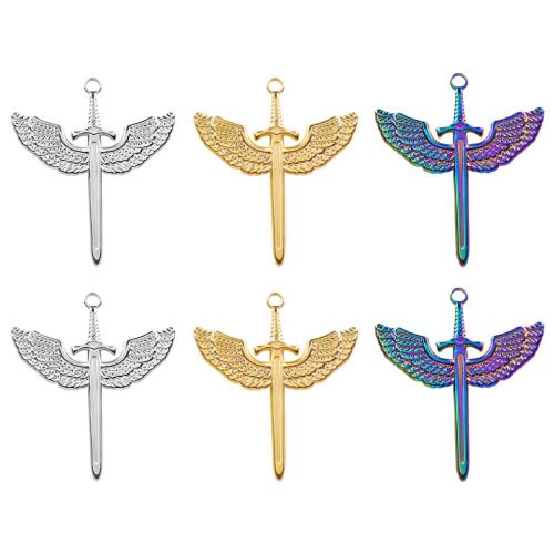Stainless Steel Pendants, 304 Stainless Steel, Wing Shape, Vacuum Ion Plating, fashion jewelry & DIY, more colors for choice, 35x41mm, Sold By PC