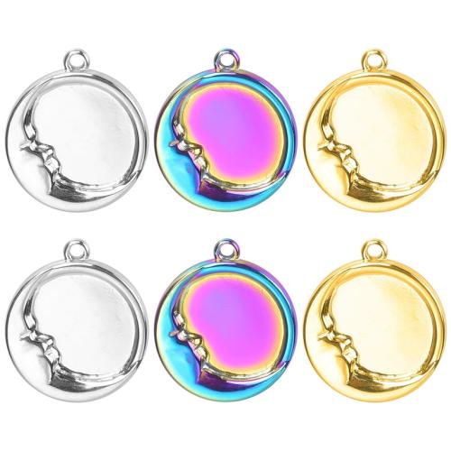 Stainless Steel Pendants, 304 Stainless Steel, Flat Round, Vacuum Ion Plating, fashion jewelry & DIY, more colors for choice, 18x21mm, Sold By PC