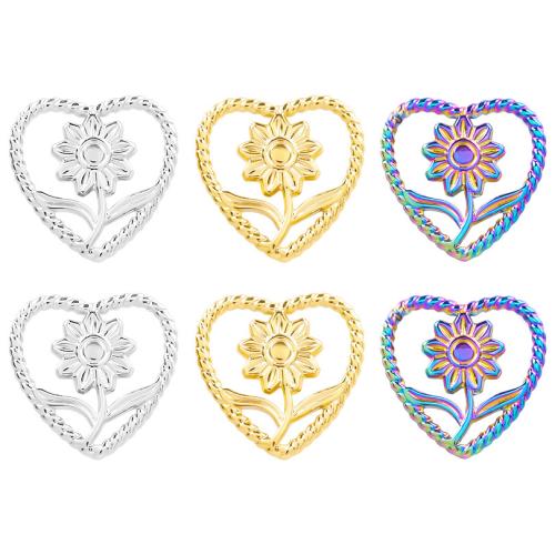 Stainless Steel Heart Pendants, 304 Stainless Steel, Vacuum Ion Plating, fashion jewelry & DIY & hollow, more colors for choice, 21x21mm, Sold By PC