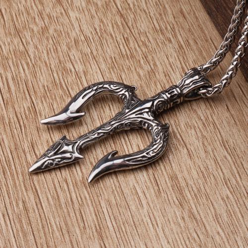 Stainless Steel Jewelry Necklace, 304 Stainless Steel, polished, fashion jewelry & different styles for choice & for man, original color, 61x34mm, Length:Approx 60 cm, Sold By PC