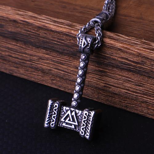 Stainless Steel Jewelry Necklace, 304 Stainless Steel, hammer, polished, fashion jewelry & different styles for choice & for man, original color, 48x35mm, Length:Approx 60 cm, Sold By PC