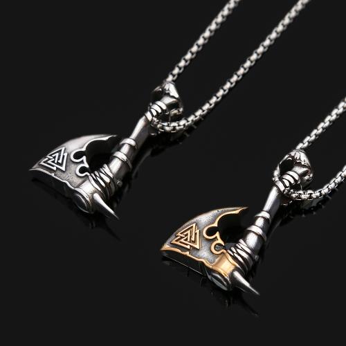 Stainless Steel Jewelry Necklace, 304 Stainless Steel, Axe, polished, fashion jewelry & Unisex & different styles for choice, more colors for choice, 28x40mm, Length:Approx 60 cm, Sold By PC