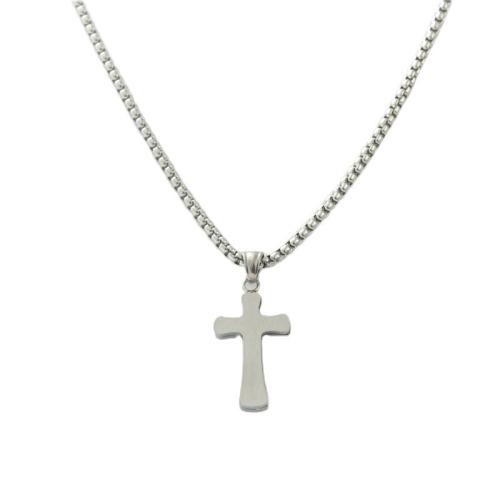 Stainless Steel Jewelry Necklace, 304 Stainless Steel, Cross, polished, fashion jewelry & different styles for choice & for man, more colors for choice, 30x17mm, Length:Approx 60 cm, Sold By PC