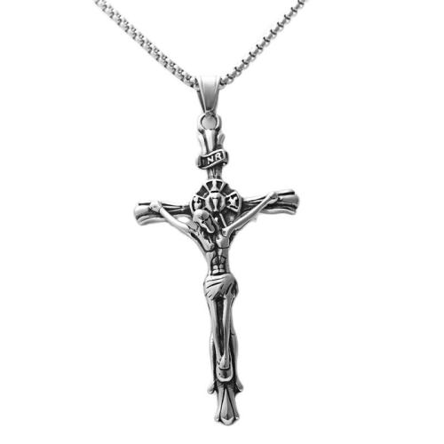 Stainless Steel Jewelry Necklace 304 Stainless Steel Cross polished fashion jewelry & for man original color Length Approx 60 cm Sold By PC