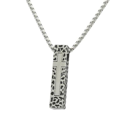 Stainless Steel Jewelry Necklace, 304 Stainless Steel, polished, fashion jewelry & different styles for choice & for man, silver color, 41x9mm, Length:Approx 60 cm, Sold By PC