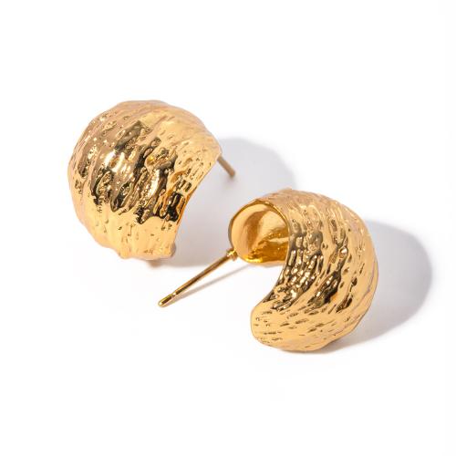 Stainless Steel Stud Earrings, 304 Stainless Steel, 18K gold plated, fashion jewelry & for woman, golden, 18.30x18.40mm, Sold By Pair