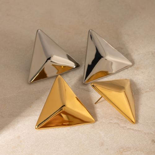 Stainless Steel Stud Earrings, 304 Stainless Steel, Vacuum Ion Plating, fashion jewelry & for woman, more colors for choice, 34x4mm, Sold By Pair