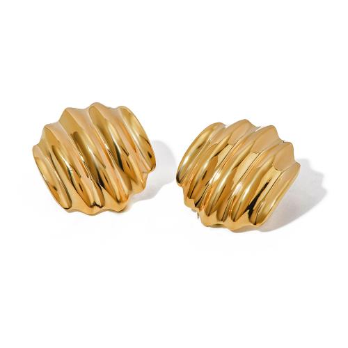 Stainless Steel Stud Earrings, 304 Stainless Steel, 18K gold plated, fashion jewelry & for woman, golden, 24.60x22.60mm, Sold By Pair