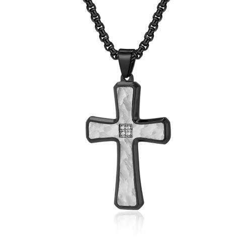 Stainless Steel Jewelry Necklace, 304 Stainless Steel, Cross, Vacuum Ion Plating, fashion jewelry & different styles for choice & for man & with rhinestone, more colors for choice, Sold By PC