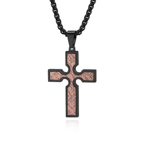 Stainless Steel Jewelry Necklace 304 Stainless Steel Cross Vacuum Ion Plating fashion jewelry & for man Sold By PC