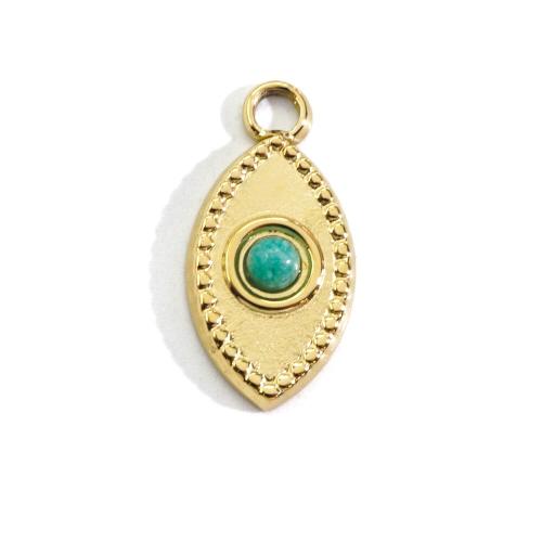 Stainless Steel Pendants 304 Stainless Steel with Natural Stone Horse Eye Vacuum Ion Plating DIY Sold By PC