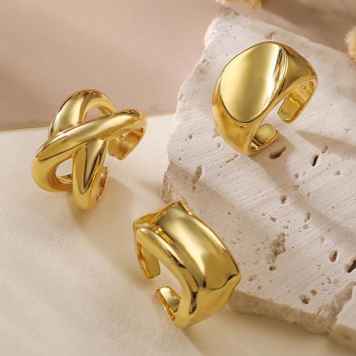 Anillo de dedo de latón, metal, chapado, Joyería & diferentes patrones para la opción, dorado, libre de níquel, plomo & cadmio, Ring inner diameter:17 ~19mm, Vendido por UD