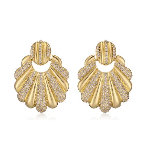 Cubic Zirconia Micro Pave Brass Earring, plated, fashion jewelry & different designs for choice & micro pave cubic zirconia, golden, nickel, lead & cadmium free, Sold By Pair