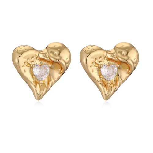 Cubic Zirconia Micro Pave Brass Earring, Heart, plated, fashion jewelry & different designs for choice & micro pave cubic zirconia, more colors for choice, nickel, lead & cadmium free, Sold By Pair