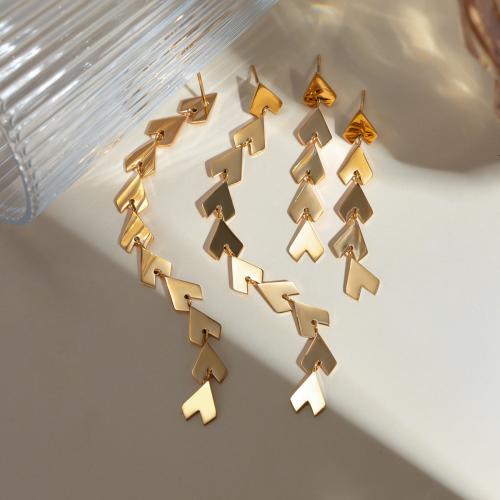 Stainless Steel Drop Earring 304 Stainless Steel plated fashion jewelry golden Sold By Pair