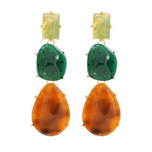 Tibetan Style Stud Earring, with Resin, fashion jewelry & for woman, 92x29mm, Sold By Pair