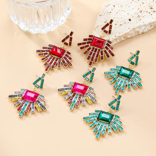 Zinc Alloy Stud Earring Fan fashion jewelry & for woman & with rhinestone Sold By Pair