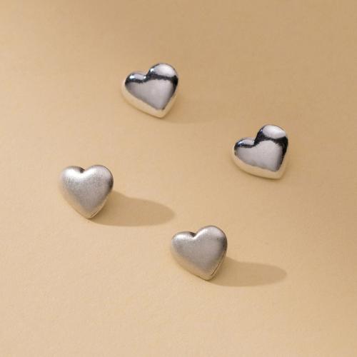 925 Sterling Silver Shank Button, Srce, možete DIY, više boja za izbor, 8x6.50x3.50mm, Prodano By PC