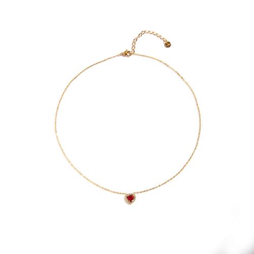 Titanium Steel Necklace, Heart, Vacuum Ion Plating, micro pave cubic zirconia & for woman, golden, Length:Approx 41-50 cm, Sold By PC