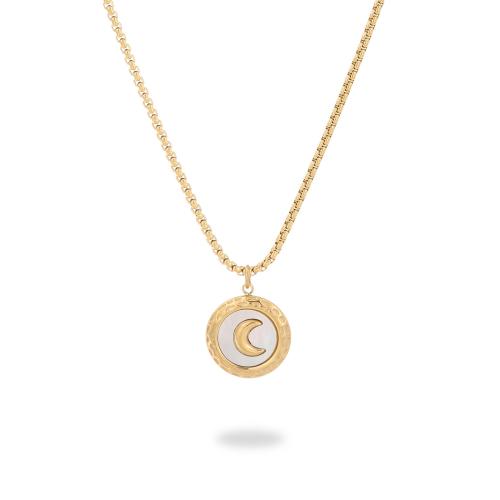 Stainless Steel smycken halsband, 304 rostfritt stål, med White Shell, plated, olika stilar för val & för kvinna, gyllene, Säljs av PC
