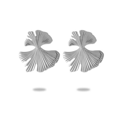 Stainless Steel Stud Earrings 304 Stainless Steel Leaf plated for woman Sold By Pair
