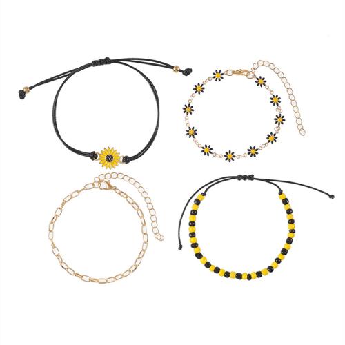 Zinc Alloy Jewelry Sets with Seedbead & iron chain & Wax Cord plated 4 pieces & for woman & enamel original color Length Approx 16-30 cm Sold By Set