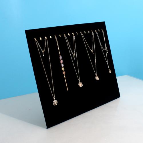 Velveteen Necklace Display with Middle Density Fibreboard & Zinc Alloy durable black Sold By PC