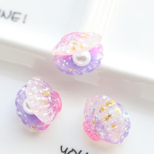 Mobile Phone DIY Decoration, Resin, with Plastic Pearl, Shell, luminated, more colors for choice, 22.50x18.50mm, Sold By PC