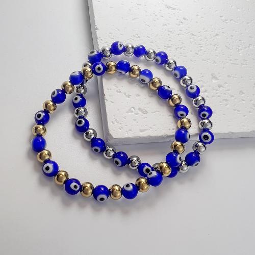 Evil Eye Jewelry Bracelet 304 Stainless Steel with Lampwork fashion jewelry & for woman Length Approx 17 cm Sold By PC