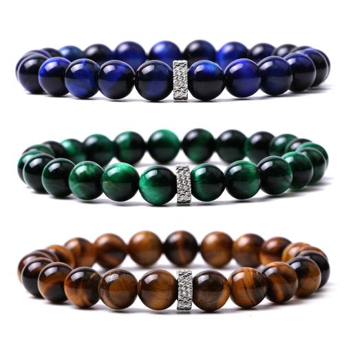 Gemstone Bracelets, with 304 Stainless Steel, Round, fashion jewelry & different materials for choice & Unisex, more colors for choice, Bead diameter about 8-8.5mm, Length:Approx 18.5-19 cm, Sold By PC